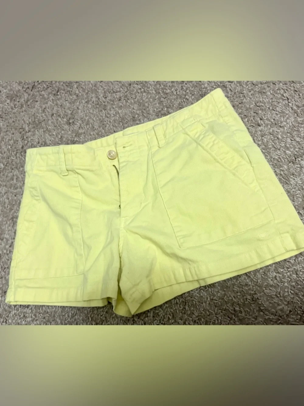 Outerknown Neon Yellow Utility Shorts Organic Cotton Casual Summer Women’s Sz 4 - Picture 4 of 5